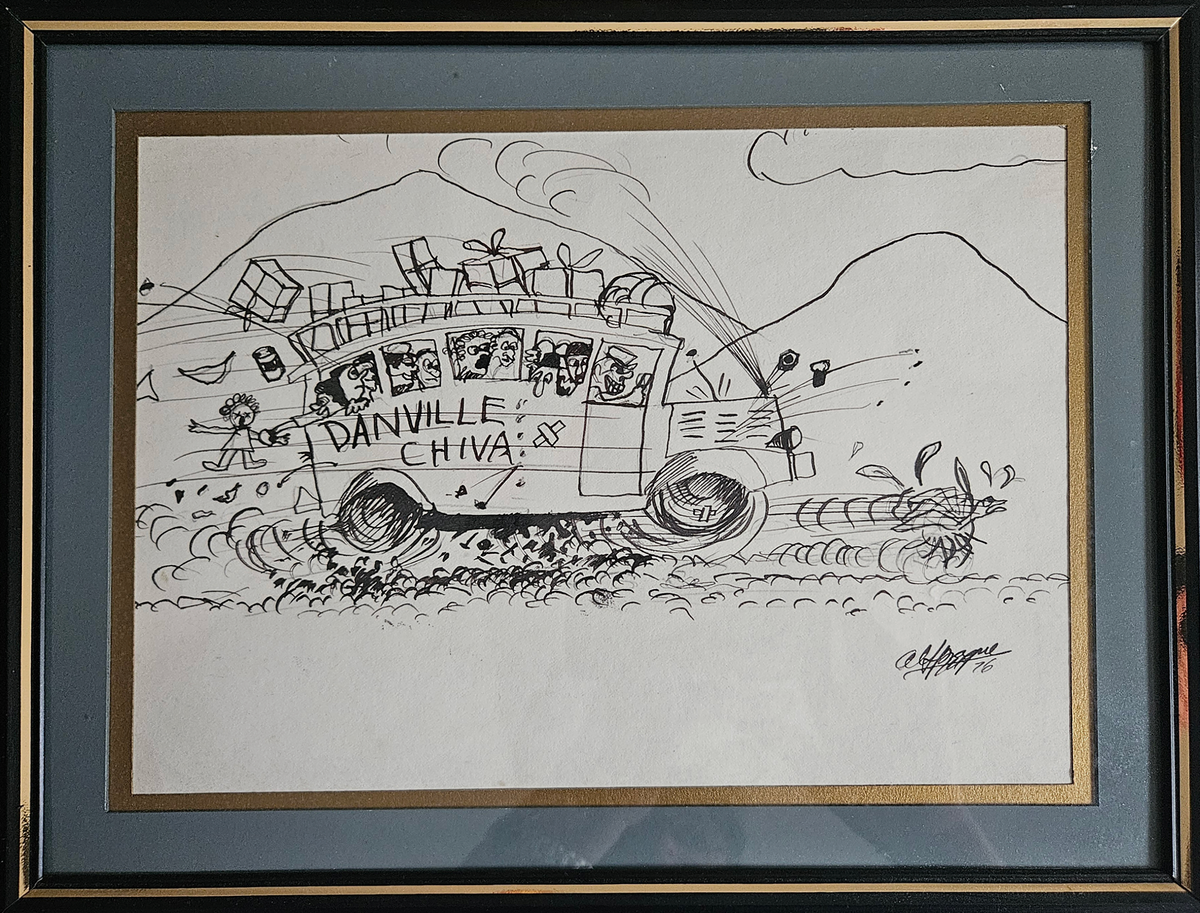 Danville Chiva Pen and Ink Cartoon