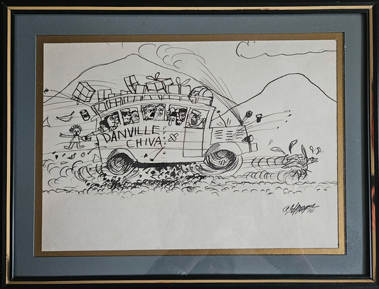 Danville Chiva Pen and Ink Cartoon
