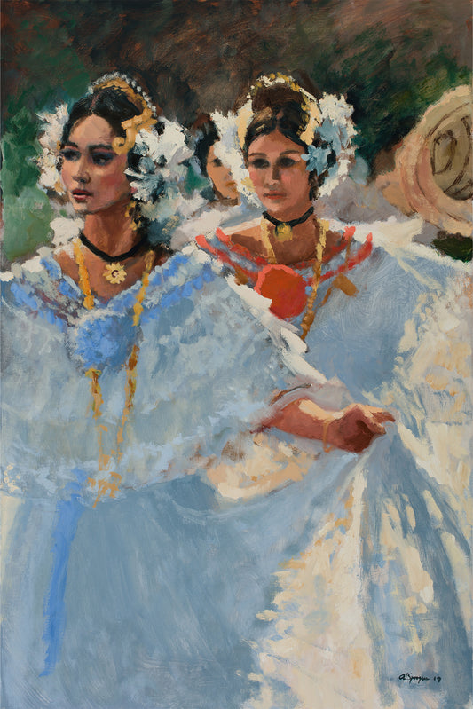 Hermanas en Polleras Blancas